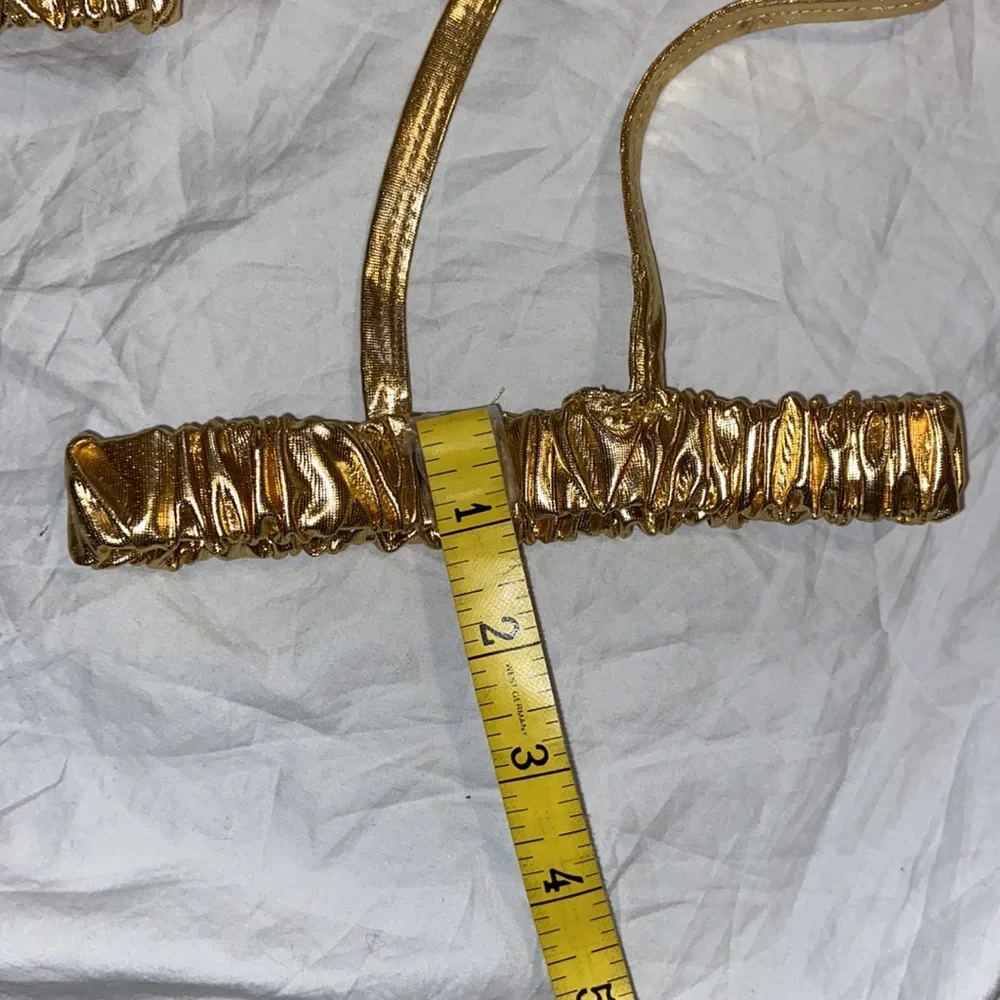 Spirit Halloween shiny gold metallic Halloween leg wraps. One size. Like new - Picture 12 of 13